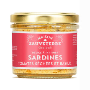 MAISON SAUVETERRE Užtepėlė su sardinėmis, saulėje džiovintais pomidorais ir bazilikais 100g