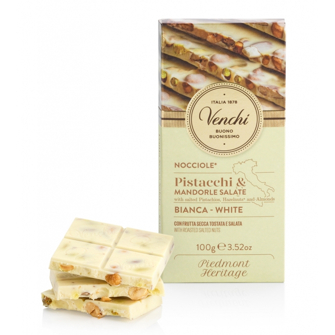 VENCHI-WHITE-baltasis-šokoladas-su-sūdytais-lazdynų,-pistacijų-ir-migdolų-riešutais-100g