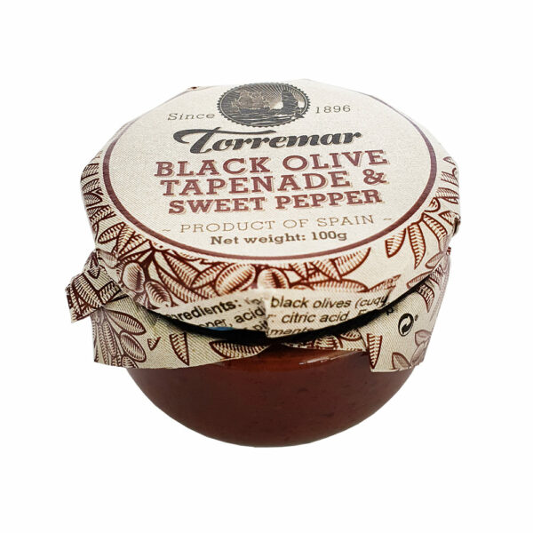 Torremar-juoduju-alyvuogiu-tapenada-su-saldziuoju-pipiru Torremar juodųjų alyvuogių tapenada su saldžiąja paprika