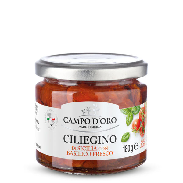 Campo Doro pusiau džiovinti Sicilijos vyšniniai pomidoriukai Campo Doro pusiau džiovinti Sicilijos vyšniniai pomidoriukai