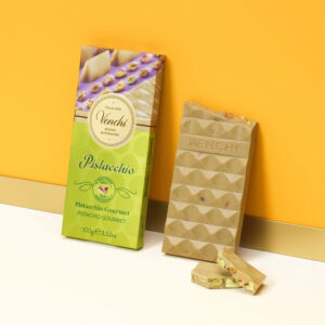 VENCHI Pistacchio Gourmet baltasis šokoladas su pistacijų pasta ir kepintomis pistacijomis