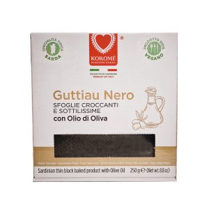 KOROME Guttiau Nero traški sardinietiška duonelė su alyvuogių aliejumi ir aktyvuota anglimi