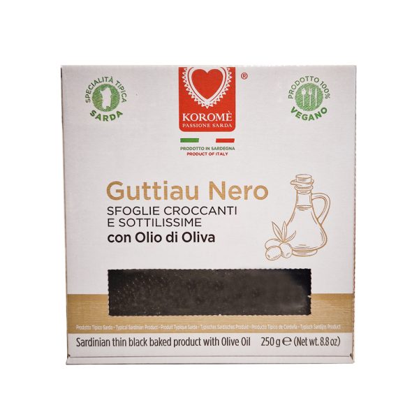 KOROME Guttiau Nero traški sardinietiška duonelė su alyvuogių aliejumi ir aktyvuota anglimi