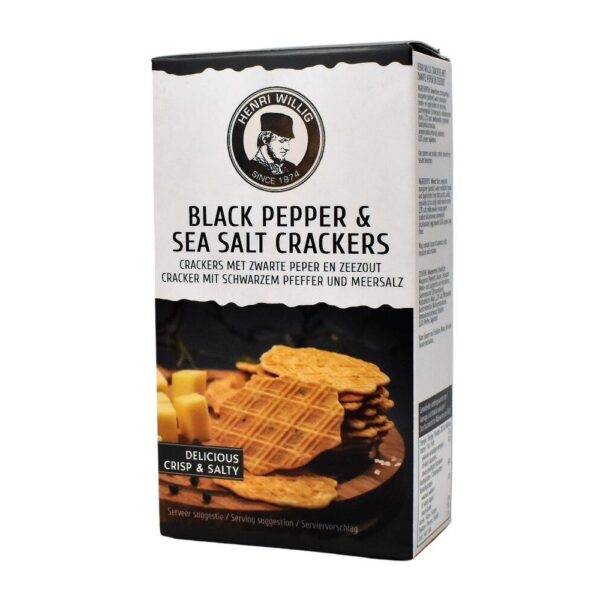 HENRI WILLIG krekeriai su juodaisiais pipirais ir jūros druska 75g HENRI WILLIG krekeriai su juodaisiais pipirais ir jūros druska 75g