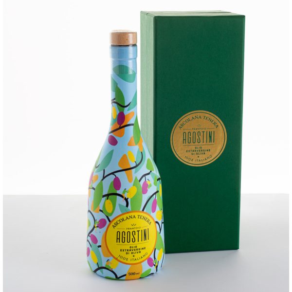 Ascolana-gift-box Agostini Ascolana aukščiausios kokybės alyvuogių aliejus su dovanų dėžute