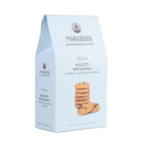 MARABISSI Biscotti sausainiai su cinamonu, šokolado gabalėliais ir apelsinais 200g