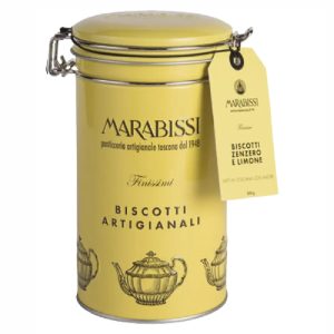 MARABISSI Biscotti sausainiai su citrina ir imbieru 200g (met. dėž.)