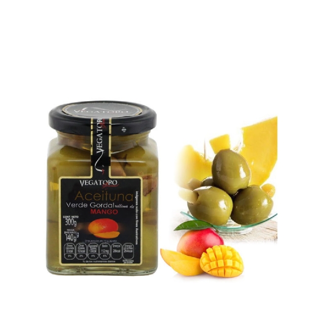 VEGATORO Pitted Gordal Rellena Olives alyvuogės su mangais 340g 140g