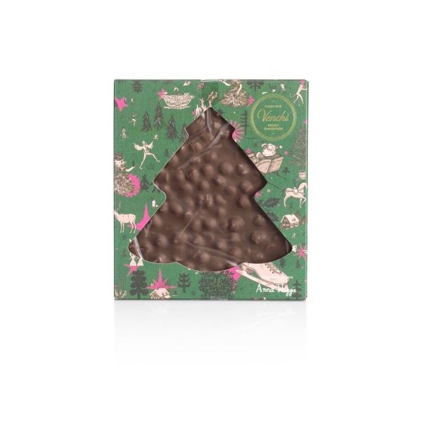 VENCHI Christmas Pine medžio formos juodasis šokoladas su lazdyno riešutais