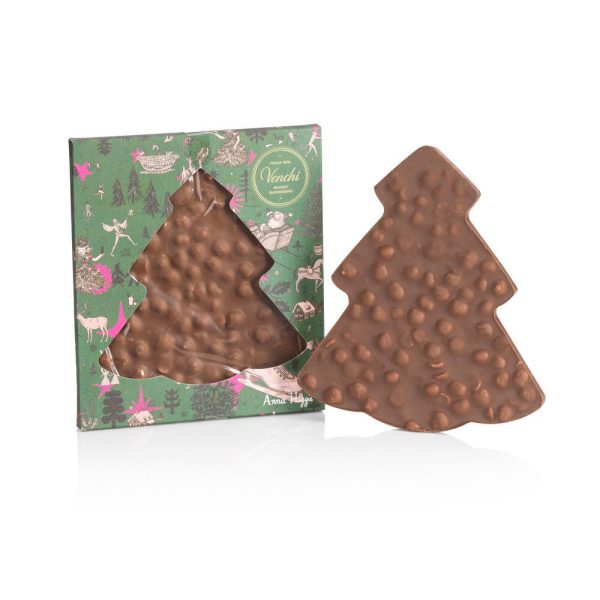 VENCHI Christmas Pine medžio formos pieniškas šokoladas su lazdyno riešutais