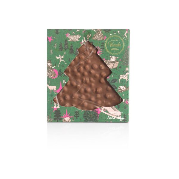 VENCHI Christmas Pine medžio formos pieniškas šokoladas su lazdyno riešutais