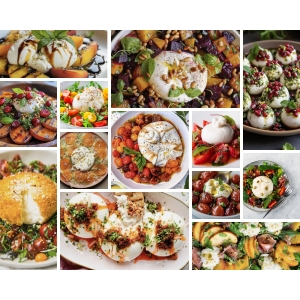 Burrata sūris lėkštėje