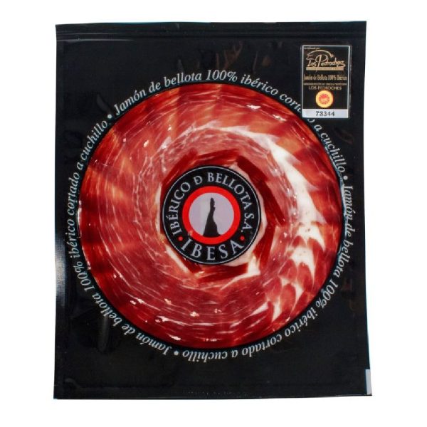 IBESA Jamon Iberico de Bellota 100% DOP pjaustytas kumpis 100g IBESA Jamon Iberico de Bellota 100% DOP pjaustytas kumpis 100g