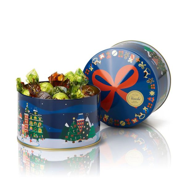 VENCHI Christmas Alice Metal Tin apvali saldainių dėžutė