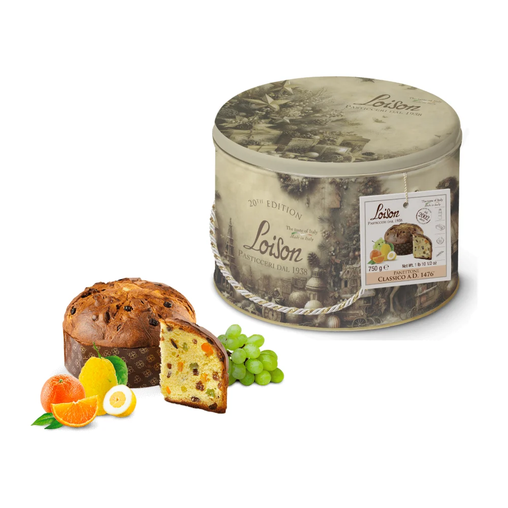 LOISON LATTA Panettone Classico tradicinis su razinomis, apelsinais ir citrinomis 750g (met. dėž.) LOISON LATTA Panettone Classico tradicinis su razinomis, apelsinais ir citrinomis 750g (met. dėž.)