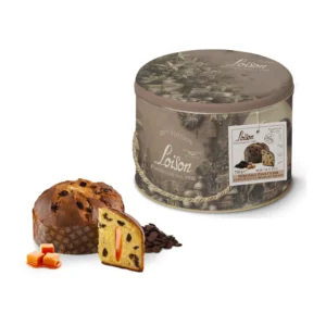 LOISON LATTA Panettone NeroSale su šokolado lašais ir sūdytos karamelės kremu 750g (met. dėž.)