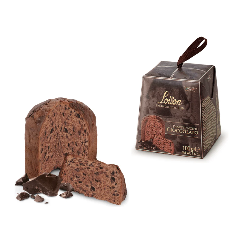 LOISON PANETTONCINO Cioccolato su juodojo šokolado lašeliais 100g LOISON PANETTONCINO Cioccolato su juodojo šokolado lašeliais 100g